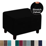 Maxbell Footrest Slipcover Stretch Velvet Dustproof Accessories Living Room Flexible Black