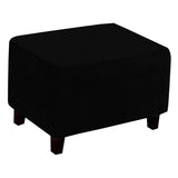 Maxbell Footrest Slipcover Stretch Velvet Dustproof Accessories Living Room Flexible Black