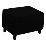 Maxbell Footrest Slipcover Stretch Velvet Dustproof Accessories Living Room Flexible Black