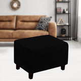 Maxbell Footrest Slipcover Stretch Velvet Dustproof Accessories Living Room Flexible Black