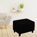 Maxbell Footrest Slipcover Stretch Velvet Dustproof Accessories Living Room Flexible Black