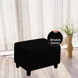 Maxbell Footrest Slipcover Stretch Velvet Dustproof Accessories Living Room Flexible Black