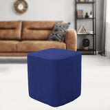 Square Foot Rest Ottoman Covers Decorative Footstool Slipcover Dark Blue