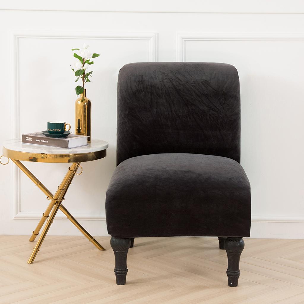 Maxbell  Velvet Stretchy Chair Slipcover Cover Decor for Home Hotel Dark Grey