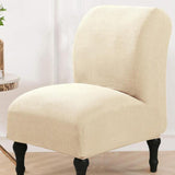 Jacquard Armless Chair Slipcover Decorative Sofa Cover Washable Beige