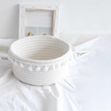 Lovely Soft Storage Basket Woven Cotton Thread Wool Ball Tabletop Decoration White Plush Ball