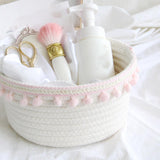 Lovely Soft Storage Basket Woven Cotton Thread Wool Ball Tabletop Decoration Pink Plush Ball