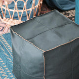 Boho Moroccan Pouf Cover Footstool Storage Ottoman Room Decor Living Room square blue