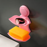 2 Layer Soap Holder Bathroom Drain Wall Mounted Plastic Dish Pink