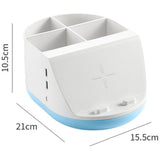 Maxbell Makeup Storage Holder Phone Charging Station Stationery Organizer Blue