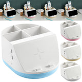Maxbell Makeup Storage Holder Phone Charging Station Stationery Organizer Blue