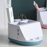 Maxbell Makeup Storage Holder Phone Charging Station Stationery Organizer Blue