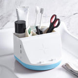 Maxbell Makeup Storage Holder Phone Charging Station Stationery Organizer Blue