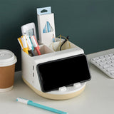Maxbell Makeup Storage Holder Phone Charging Station Stationery Organizer Khaki