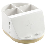 Maxbell Makeup Storage Holder Phone Charging Station Stationery Organizer Khaki