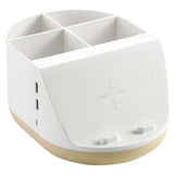 Maxbell Makeup Storage Holder Phone Charging Station Stationery Organizer Khaki