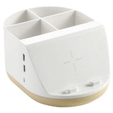 Maxbell Makeup Storage Holder Phone Charging Station Stationery Organizer Khaki