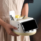 Maxbell Makeup Storage Holder Phone Charging Station Stationery Organizer Khaki