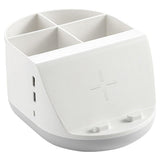 Maxbell Makeup Storage Holder Phone Charging Station Stationery Organizer Gray