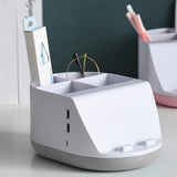 Maxbell Makeup Storage Holder Phone Charging Station Stationery Organizer Gray