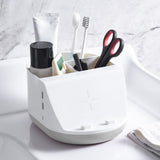 Maxbell Makeup Storage Holder Phone Charging Station Stationery Organizer Gray