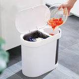 Maxbell  15L Kitchen Dual Trash Can With Lid Classified Double Compartment White