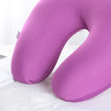 Soft Travel Pillow U Shape Neck Pillow Sleeping Neck Support for Airplane purple