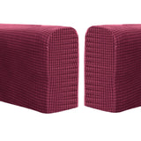 2pcs Sofa Armrest Cover Jacquard Elastic Slipcover Furniture Protector wine red