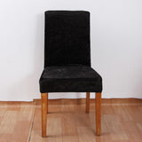 Stretchable Velvet Chair Cover Home Soft Thick Seat Slipcover Black