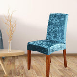 Stretchable Velvet Chair Cover Home Soft Thick Seat Slipcover Peacock Green