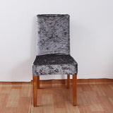 Stretchable Velvet Chair Cover Home Soft Thick Seat Slipcover Dark Gray