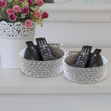 Maxbell 2 Pieces Round Small Woven Baskets Set for Vegetable Bathroom Color Mixing