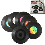 Maxbell Retro Vinyl Coaster Cup Mat Record Pad Insulation Non Slip Drink Holder Set of 6