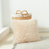 Maxbell Cushion Cover Shaggy Fluffy Cover Fur Plush Pillowcase Pillow Cover Beige 45x45cm