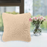 Maxbell Cushion Cover Shaggy Fluffy Cover Fur Plush Pillowcase Pillow Cover Beige 45x45cm