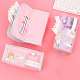Maxbell Pencil Cases Pen Storage Bags Pouch School Stationery Supplies Pink