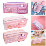 Maxbell Pencil Cases Pen Storage Bags Pouch School Stationery Supplies Pink