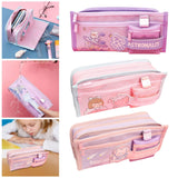 Maxbell Pencil Cases Pen Storage Bags Pouch School Stationery Supplies Pink