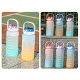Maxbell Portable Motivational Water Bottle BPA Free for Sports Home Office Fitness Blue 2000ml