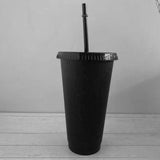 Maxbell Plastic Water Bottle Straw Cup Modern for Travel Shopping Friends Gifts black 710ml
