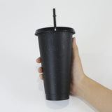 Maxbell Plastic Water Bottle Straw Cup Modern for Travel Shopping Friends Gifts black 710ml