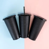 Maxbell Plastic Water Bottle Straw Cup Modern for Travel Shopping Friends Gifts black 710ml