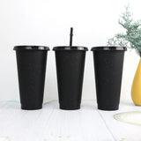 Maxbell Plastic Water Bottle Straw Cup Modern for Travel Shopping Friends Gifts black 710ml