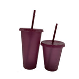 Maxbell Plastic Water Bottle Straw Cup Modern for Travel Shopping Friends Gifts wine red 710ml