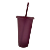 Maxbell Plastic Water Bottle Straw Cup Modern for Travel Shopping Friends Gifts wine red 710ml