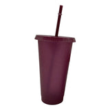 Maxbell Plastic Water Bottle Straw Cup Modern for Travel Shopping Friends Gifts wine red 710ml