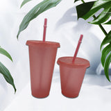 Maxbell Plastic Water Bottle Straw Cup Modern for Travel Shopping Friends Gifts light pink 710ml