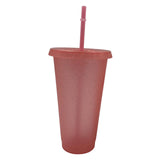 Maxbell Plastic Water Bottle Straw Cup Modern for Travel Shopping Friends Gifts light pink 710ml