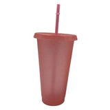 Maxbell Plastic Water Bottle Straw Cup Modern for Travel Shopping Friends Gifts light pink 710ml