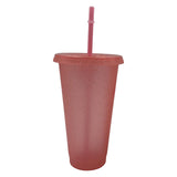 Maxbell Plastic Water Bottle Straw Cup Modern for Travel Shopping Friends Gifts light pink 710ml